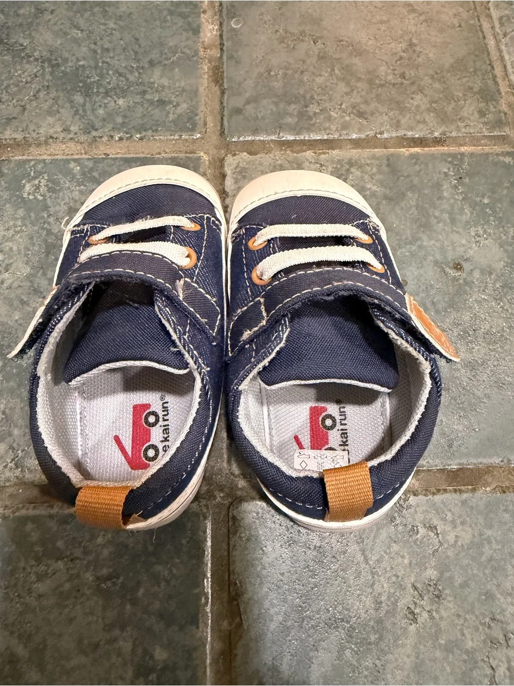 See Kai Run Navy Canvas Slip-On Sneakers with White Toe Caps